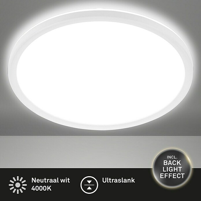 Ledpaneel, rond met backlight Wit (Ø x h: 480 x 30 mm, Neutraal wit) | BAUHAUS