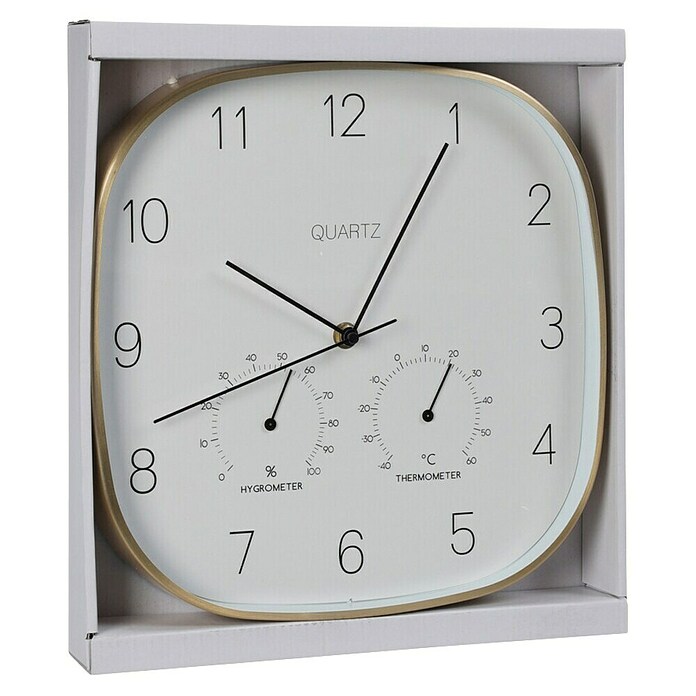 Reloj de pared Termo & Hygro (Diámetro: 28 cm, Oro, Clásico) | BAUHAUS