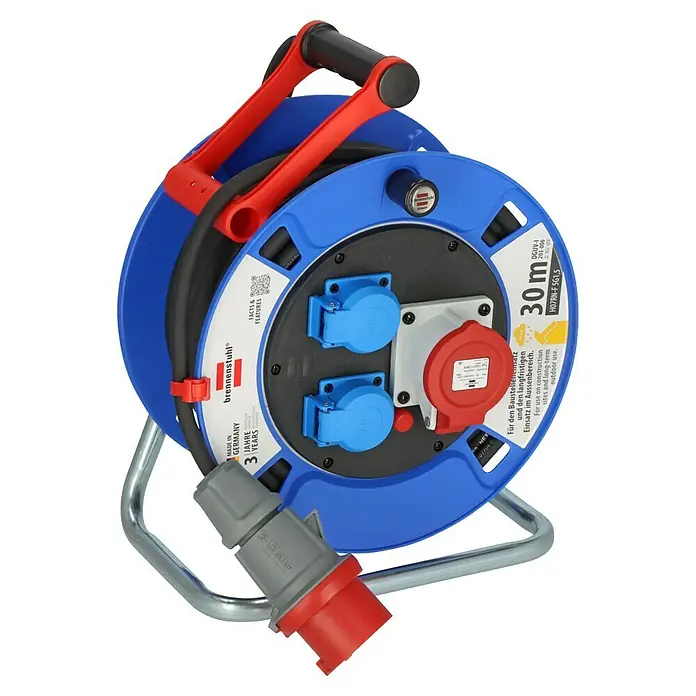 Brennenstuhl Kabeltrommel Garant CEE 1 - Kunststoff, 30 m, H07RN-F, IP44 - Die Brennenstuhl Kabeltrommel mit 30m Gummikabel H07RN-F 5G1,5 ist ideal für den Baustelleneinsatz und den langfristigen Einsatz im Außenbereich.