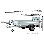 Stema Kippanhänger Rex 21 (Nutzlast: 525 kg, Einachser, Kasteninnenmaß: 210 x 128 x 35 cm, Ausführung: Ungebremst)