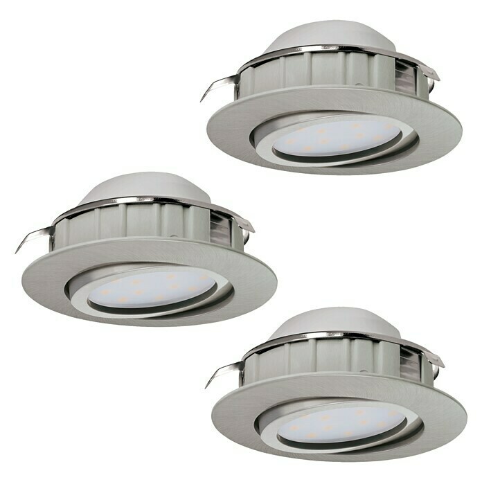 Eglo LED-Einbauleuchten-Set Pineda (6 W, Nickel matt, Durchmesser: 8,4 cm, 3 Stk.)