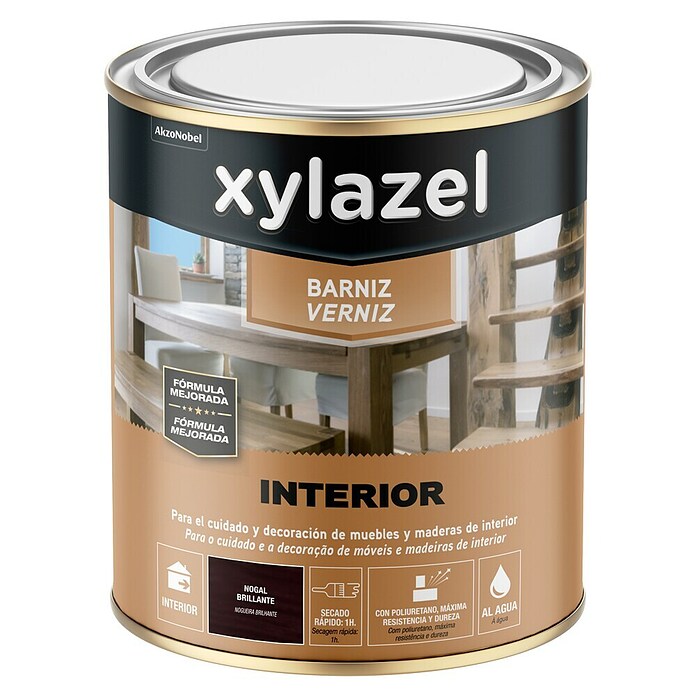 Xylazel Barniz para madera Interior al agua (Nogal, 750 ml, Brillante) | BAUHAUS