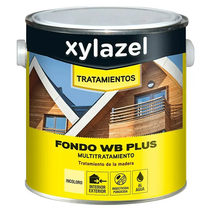 Xylazel Imprimación para madera Fondo WB Plus - Incoloro, 2,5 l, Transparente - Una lata de tratamiento para madera Xylazel Fondo WB Plus, apto para interior y exterior, con acción insecticida y fungicida.