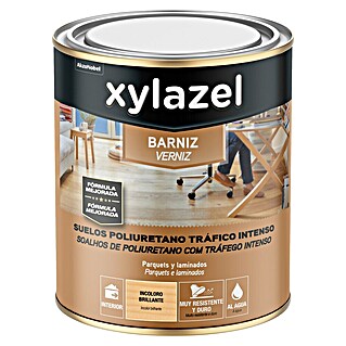 Xylazel Barniz para suelos de madera al agua (Incoloro, 750 ml, Brillante, Base al agua)
