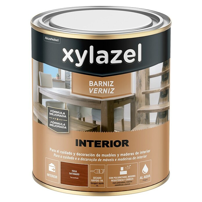 Xylazel Barniz para madera Interior al agua (Teca, 250 ml, Satinado) | BAUHAUS