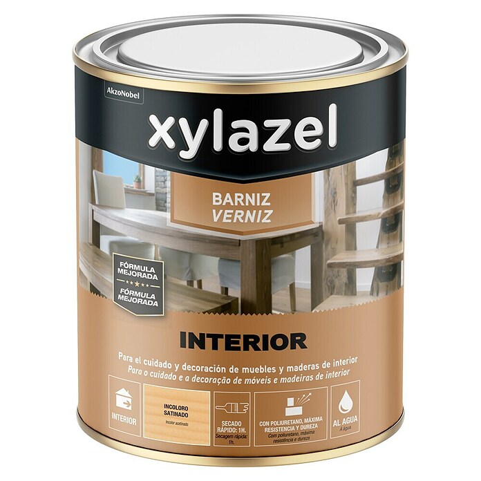 Xylazel Barniz para madera Interior al agua (Incoloro, 250 ml, Satinado) | BAUHAUS