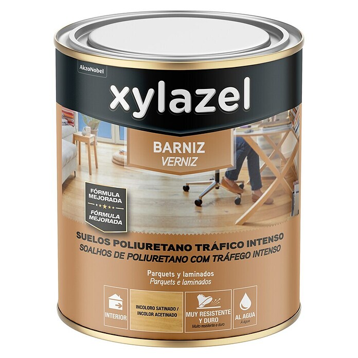 Xylazel Barniz para suelos de madera al agua (Incoloro, 750 ml, Satinado, Base al agua) | BAUHAUS