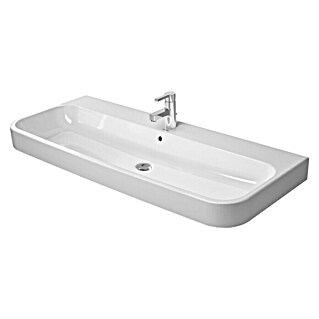 Duravit Happy D.2 Waschtisch Typ 1 (120 x 50,5 cm, Ohne Spezialglasur, Hahnloch: Mitte, Mit Überlauf, Weiß)