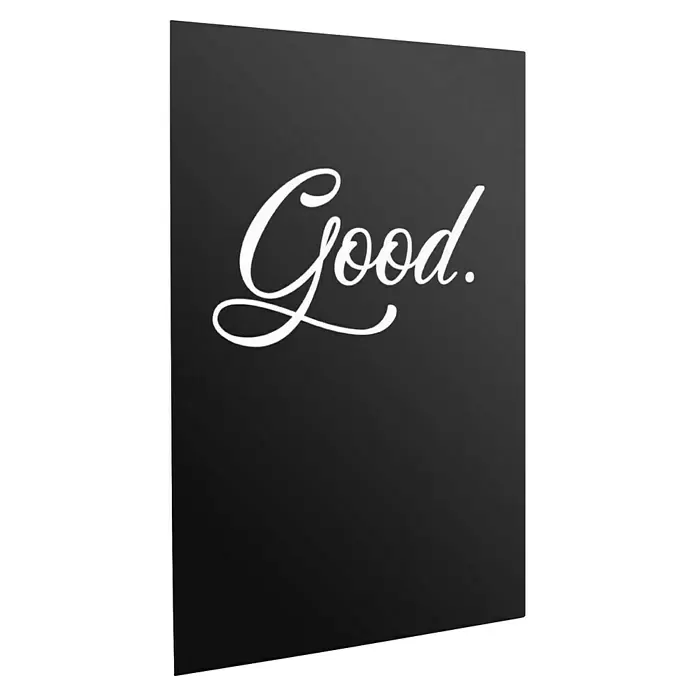 Reinders Poster Art Print - Good Night, B x H: 20 x 30 cm, 4 -tlg. - Schwarzes Schild mit weißem, kursivem Text „Good.“.