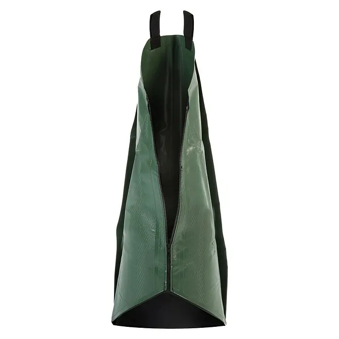 Floraworld Bewässerungssack Comfort - Passend für: Bäume bis Ø 18 cm, 400 g/m² - Eine grüne Tragetasche mit Reißverschluss, ideal für den Transport von empfindlichen Gegenständen. Robuste Verarbeitung und praktisches Design.