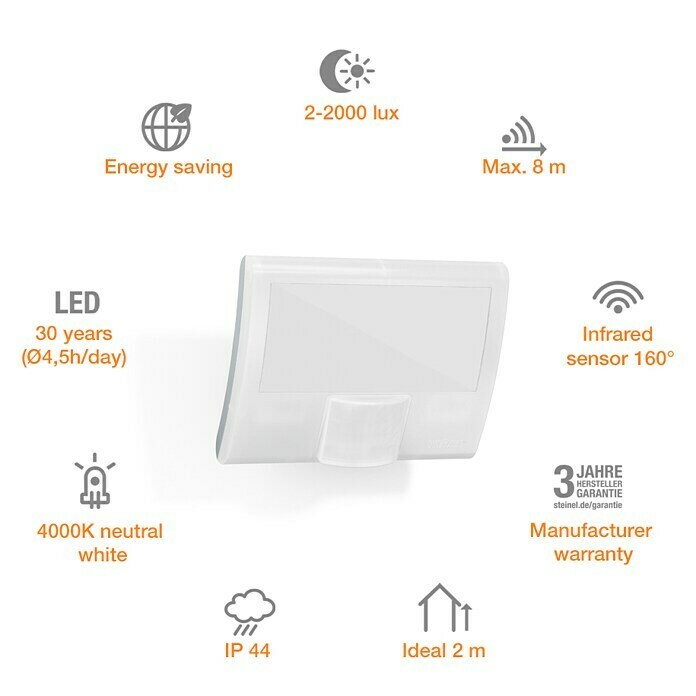 Steinel LED reflektor sa senzorom pokreta XLED Home Curved (Bijelo, Snaga: 9 W, Topla bijela)