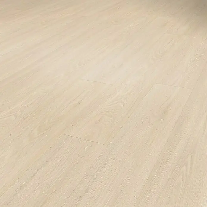 Gerflor Vinylboden 30 Rigid Acoustic - Tulum Cream, Landhausdiele, 1.492 x 229 x 5,4 mm - Helle Holzboden-Textur. Das Bild zeigt die Detailansicht eines  modernen Holzfußbodens mit einer zarten Maserung und warmer Farbgebung.