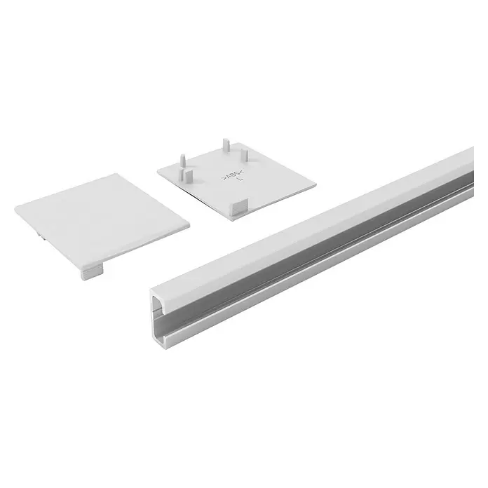 Entravia Abstands-Set Bright-Slide - Aluminium, 2.000 mm, Passend für: Entravia Bright-Slide Schiebetüren vor der Wand laufend - Aluminium-LED-Profil mit weißer Abdeckung und Endkappe.