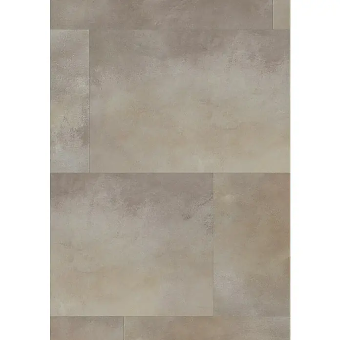 Gerflor Vinylbodenmuster Rigid Acoustic Azzuro Taupe - 250 x 399 x 5,4 mm, Azzuro Taupe - Nahaufnahme von beigen Bodenfliesen mit einem leicht strukturierten, matten Finish, die ein modernes und minimalistisches Design zeigen.