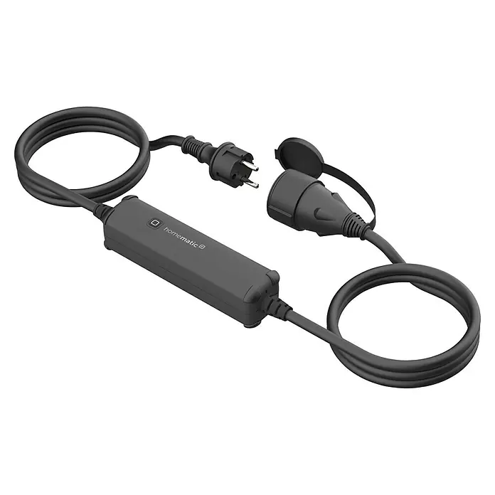 Homematic IP Smart-Steckdose Schalt-Mess-Kabel außen - IP44, Schwarz, 4,62 cm - Homematic IP Schalt-Mess-Adapter für den Außenbereich, mit Schutzkontaktstecker und -kupplung. Zur intelligenten Steuerung im Garten.