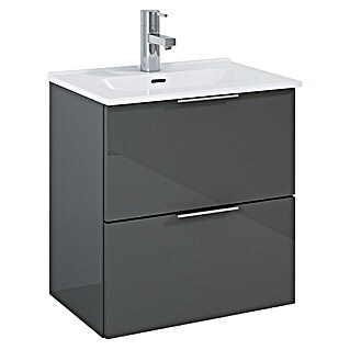Riva Badmeubelset Street Plus (Totale breedte badmeubel: 51,3 cm, Antraciet, Hoogglans, 2 -delig)