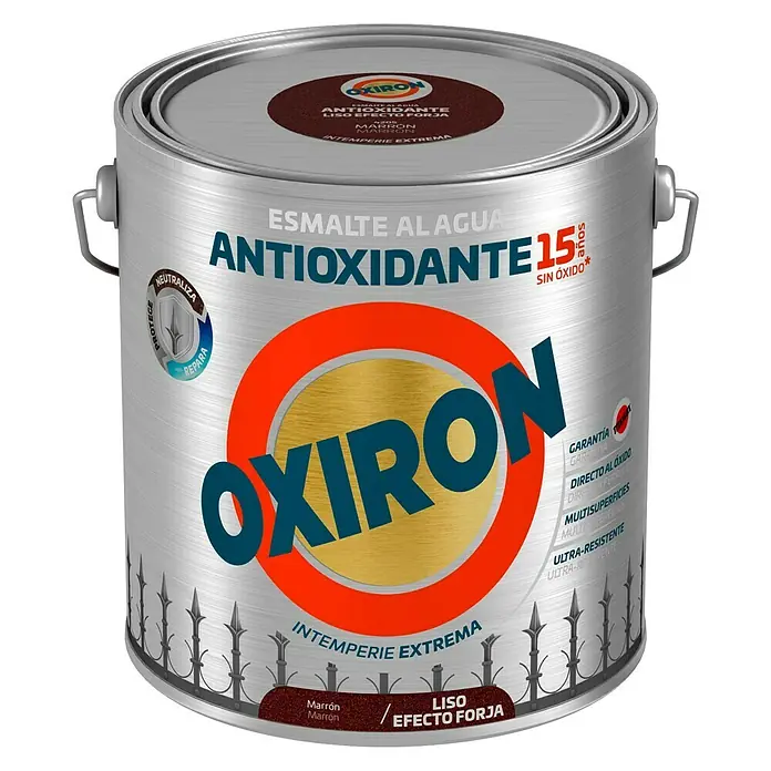 Oxiron Esmalte para metal Antioxidante Eco - Marrón, 2,5 l - Pintura antioxidante Oxiron, esmalte marrón. Pintura al agua para una protección duradera y un excelente acabado, ideal para exteriores.