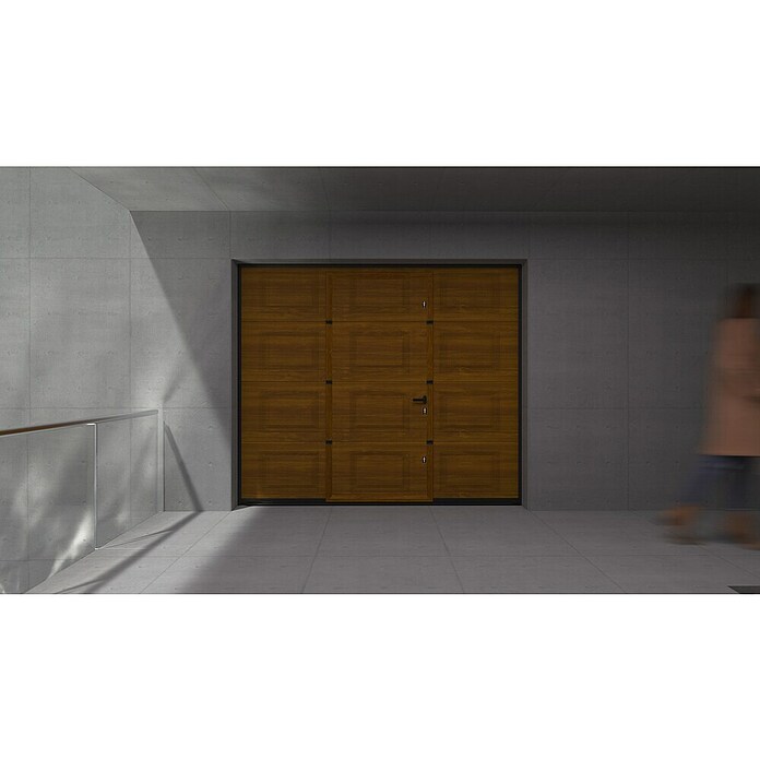 Solid Elements Puerta de garaje seccional PRO (250 x 212,5 cm, Marrón, Cuarterón peatonal) | BAUHAUS
