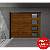 Solid Elements Puerta de garaje seccional PRO (250 x 212,5 cm, Marrón, Cuarterón 4 ventanas vertical) | BAUHAUS