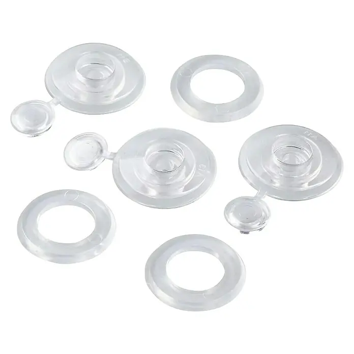 Odem Fijación de placas - Específico para: Placas de policarbonato celular - Kit de repuesto de rebosadero de fregadero transparente con tres tapones y tres juntas para la instalación o reparación del fregadero.