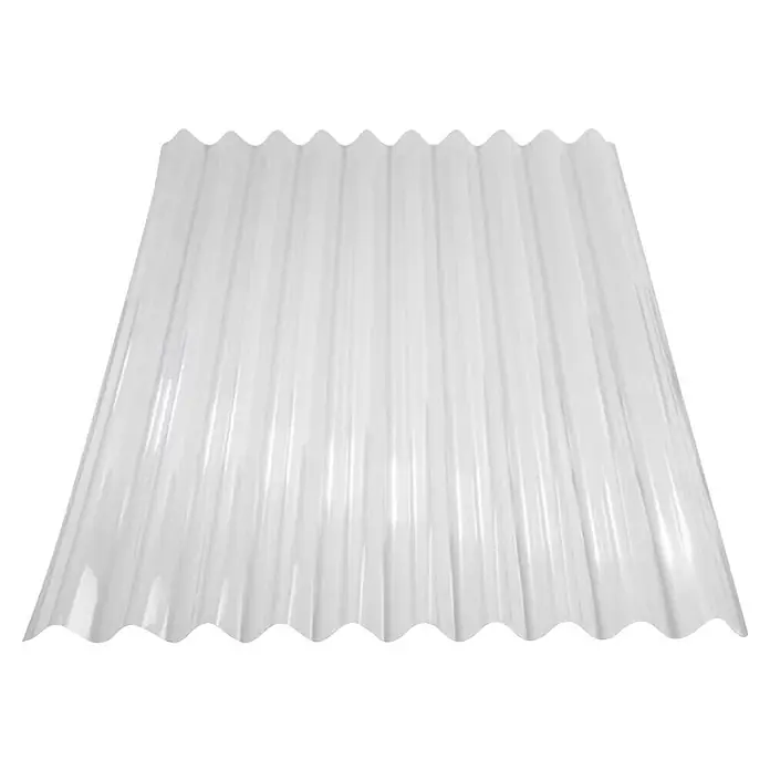 Odem Lámina corrugada mini onda - 250 cm x 112 cm x 0,8 mm, Plástico, Transparente - Imagen de una lámina de plástico corrugado transparente, utilizada para tejados o revestimientos que permite el paso de la luz.