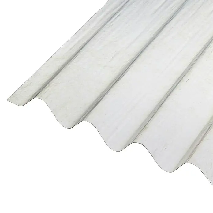 Odem Lámina corrugada mini onda - 2 m x 1,15 m x 0,8 mm, Transparente - Primer plano de una lámina de plástico corrugado transparente, ideal para cubiertas y revestimientos de paredes.