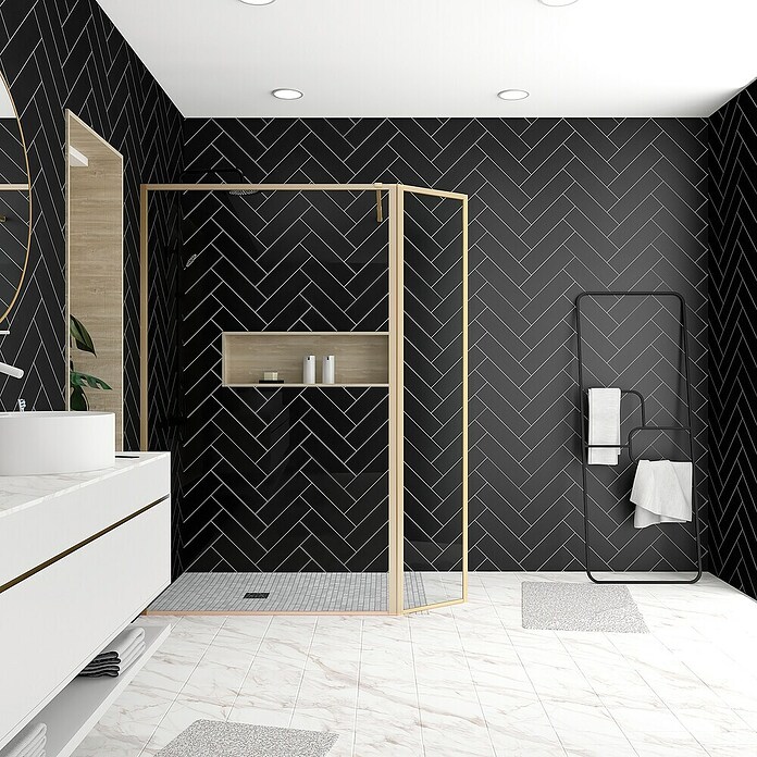 Aurlane Mampara de ducha fija Walk-In Golden Edge (An x Al: 160 x 200 cm, Cepillado, Oro) | BAUHAUS