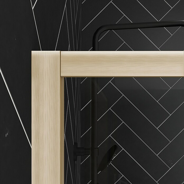 Aurlane Mampara de ducha fija Walk-In Golden Edge (An x Al: 130 x 200 cm, Cepillado, Oro) | BAUHAUS