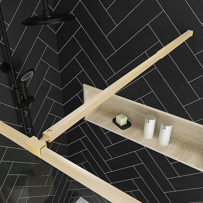 Aurlane Mampara de ducha fija Walk-In Golden Edge (An x Al: 160 x 200 cm, Cepillado, Oro) | BAUHAUS
