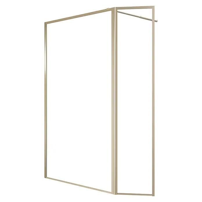 Aurlane Duschwand Golden Edge - B x H: 160 x 200 cm, Gebürstet, Gold - Ein elegantes Duschkabinen-Set mit klaren Glaspaneelen und einem modernen Rahmen. Ideal für jedes Badezimmer.