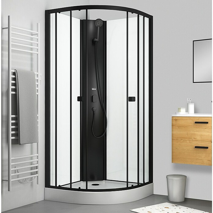 Aurlane Cabina de ducha Essentiel Round (85 x 85 x 199,5 cm, Blanco/Negro) | BAUHAUS