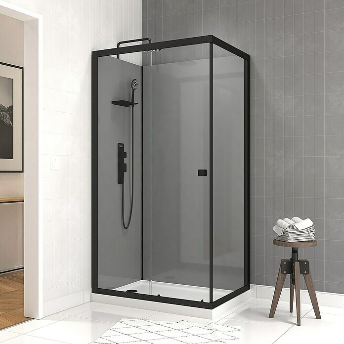 Aurlane Cabina de ducha Touch Rectangle (80 x 110 x 215 cm, Negro) | BAUHAUS