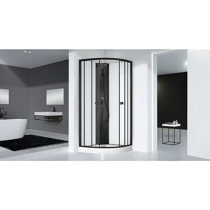Aurlane Cabina de ducha Essentiel Round (85 x 85 x 199,5 cm, Blanco/Negro) | BAUHAUS