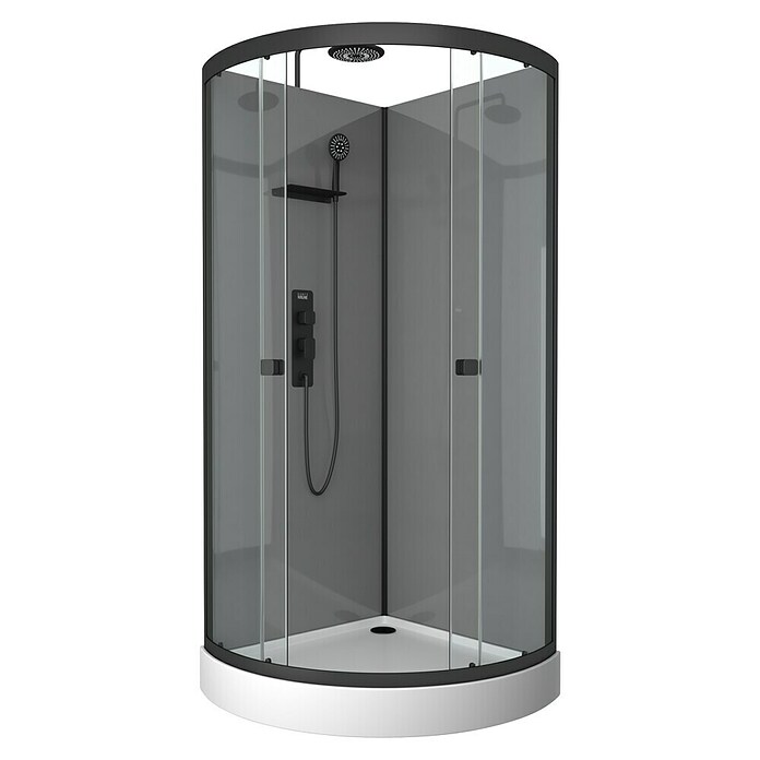 Aurlane Cabina de ducha Touch Round (90 x 90 x 215 cm, Negro) | BAUHAUS