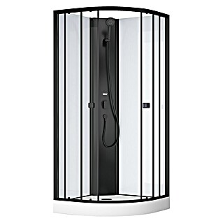 Aurlane Komplettdusche Essential Round (85 x 85 x 199,5 cm, Weiß/Schwarz)