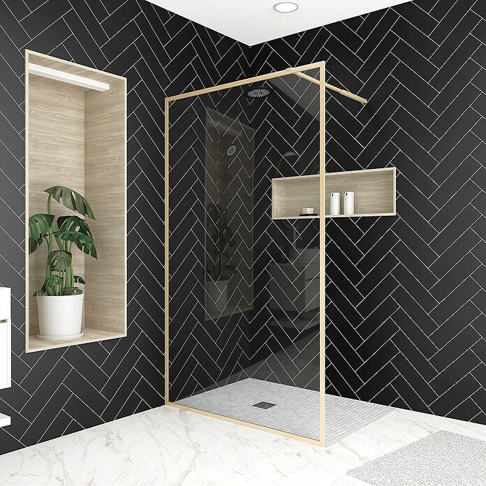 Aurlane Mampara de ducha fija Golden Edge (An x Al: 120 x 200 cm, Cepillado, Oro) | BAUHAUS