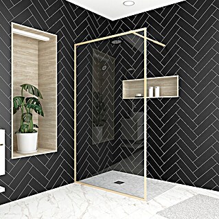 Aurlane Mampara de ducha fija Golden Edge (An x Al: 120 x 200 cm, Cepillado, Oro)