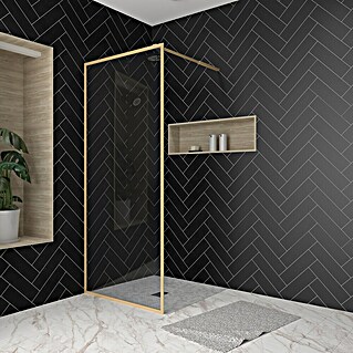 Aurlane Mampara de ducha fija Golden Edge (An x Al: 90 x 200 cm, Cepillado, Oro)