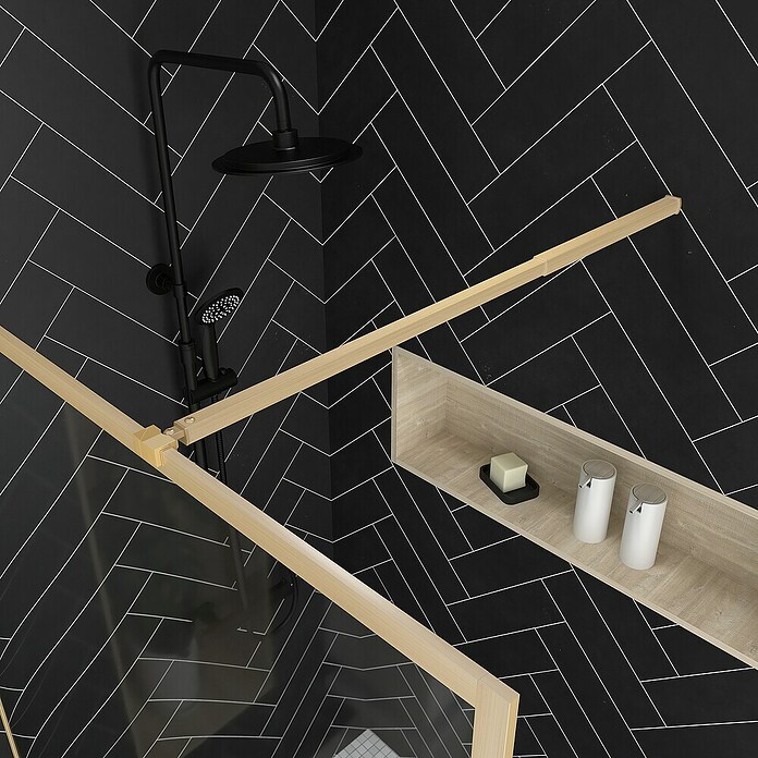 Aurlane Mampara de ducha fija Golden Edge (An x Al: 120 x 200 cm, Cepillado, Oro) | BAUHAUS