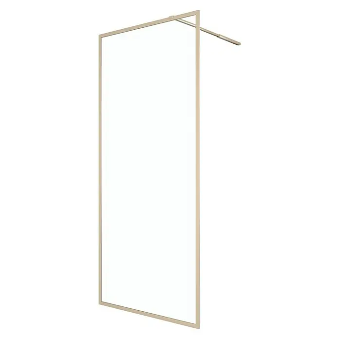 Aurlane Duschwand Golden Edge - B x H: 90 x 200 cm, Gebürstet, Gold - Elegante Duschwand mit Rahmen und Stabilisierungsarm. Die Duschabtrennung bietet eine moderne Optik für jedes Badezimmerdesign.