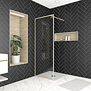 Aurlane Mampara de ducha fija Golden Edge (An x Al: 80 x 200 cm, Cepillado, Oro)