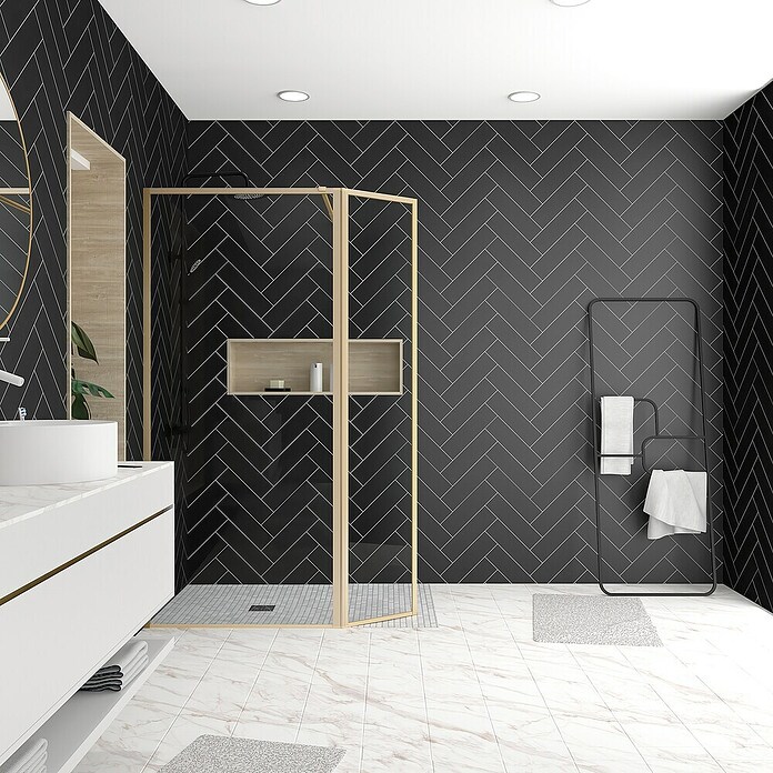 Aurlane Mampara de ducha fija Walk-In Golden Edge (An x Al: 130 x 200 cm, Cepillado, Oro) | BAUHAUS