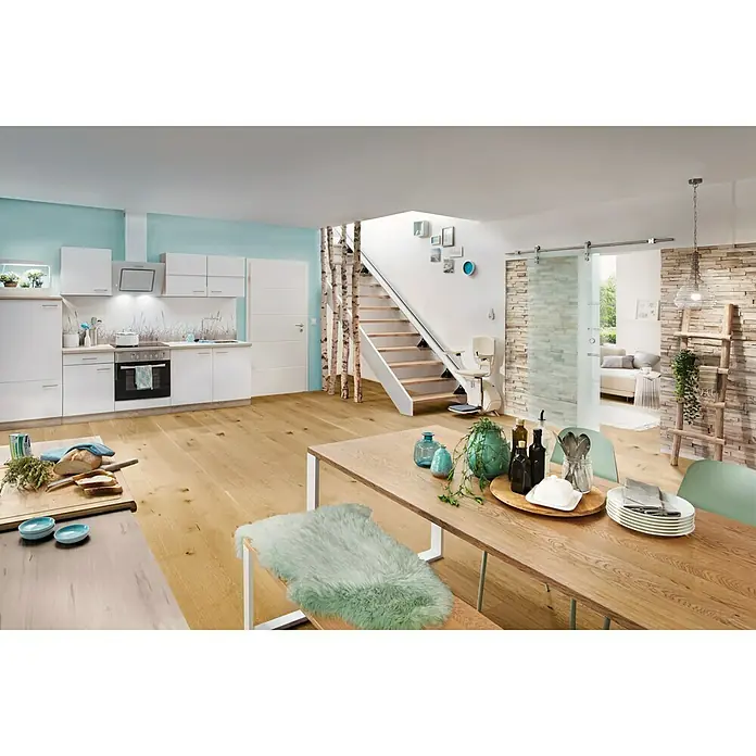 CUCINE DrehtellerBambus, Durchmesser: 40 cm - Helles und modernes Küchendesign mit Holztisch und Dekorationen, das ein einladendes Ambiente schafft. Perfekt für gemütliche Stunden.
