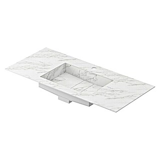Lavabo Stein (101 x 46 cm, Orificios para grifo: Medio, Sin desbordamiento, Blanco)