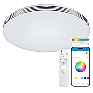 Ksix Plafón LED redondo inteligente Boreal (52,2 W, Ø x Al: 385 x 67 cm, Blanco, RGB)
