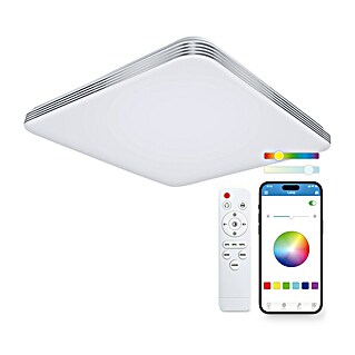 Plafón LED Smart Twilight (72 W, L x An x Al: 47,5 x 47,5 x 6,2 cm, Plata, Multicolor)