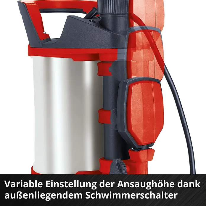 Einhell Schmutzwasserpumpe Flutset GE-DP 7535 - Max. Fördermenge: 18.500 l/h, Eintauchtiefe: 7 m - Schwimmerschalter zur variablen Einstellung der Ansaughöhe. Ideal zum schnellen Abpumpen von Wasser und Schmutz.