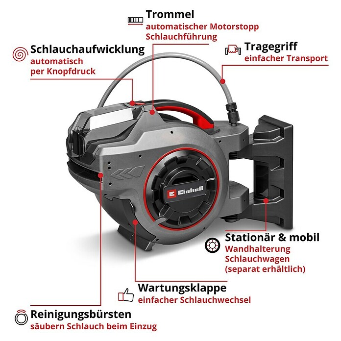 Einhell Power X-Change 18V Akku-Schlauchtrommel GE-HR 18/30 WH Li-Solo (18 V, Ohne Akku) | BAUHAUS