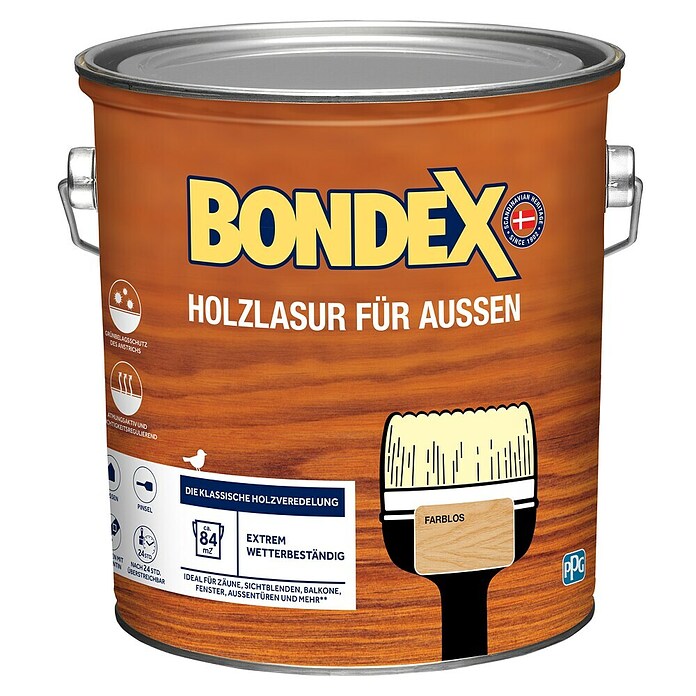 Bondex Holzlasur für Außen (Farblos, 6,5 l, Seidenmatt) | BAUHAUS