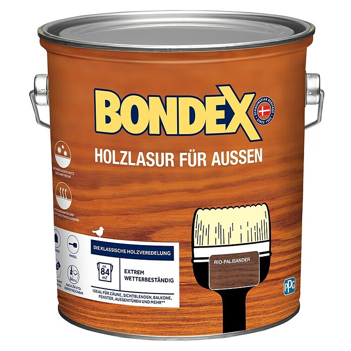 Bondex Holzlasur für Außen (Rio-Palisander, Seidenmatt, 6,5 l, Lösemittelbasiert) | BAUHAUS